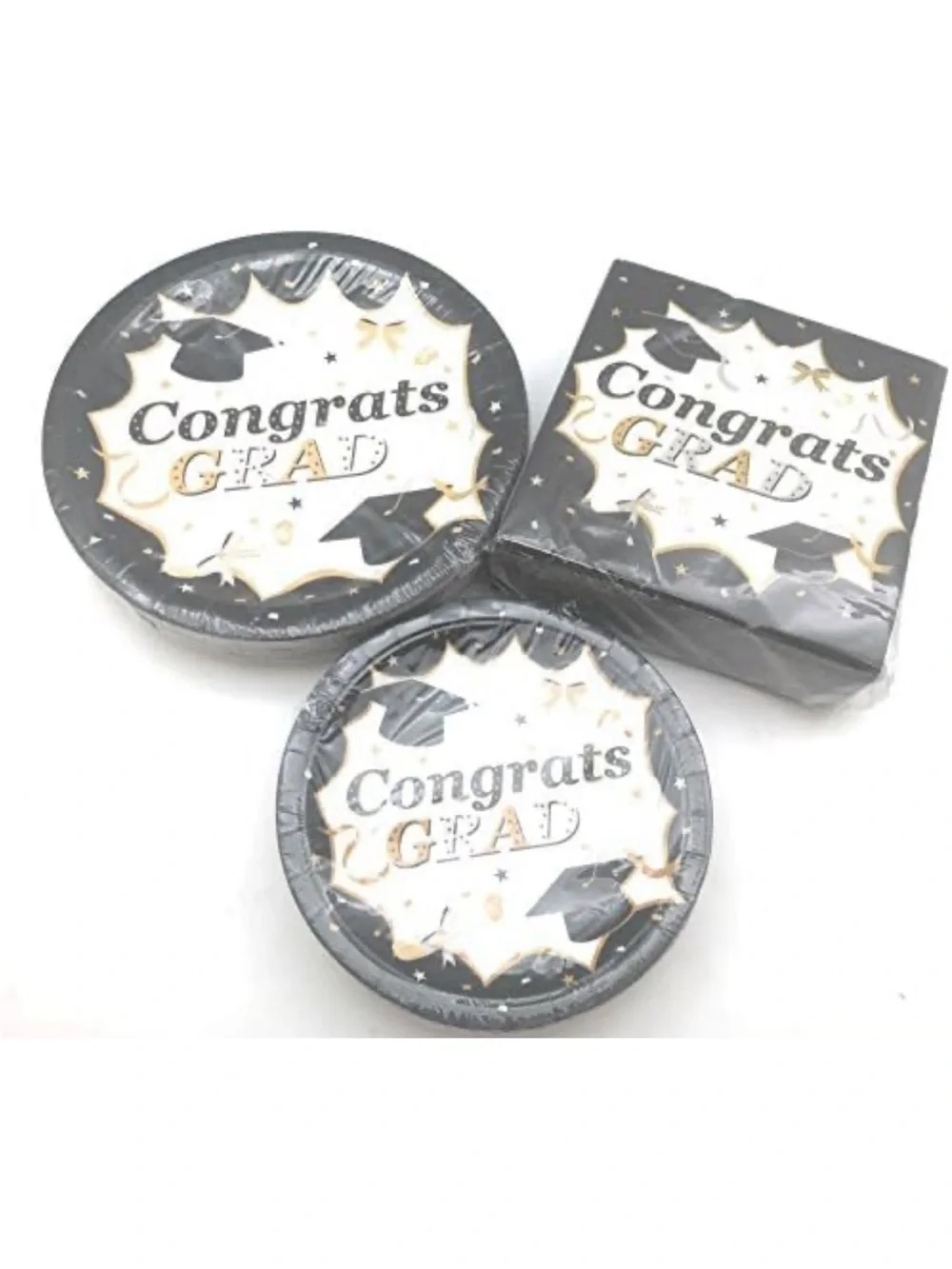 Congrats Grad Black & Gold Graduation Party Set for 30 Guests